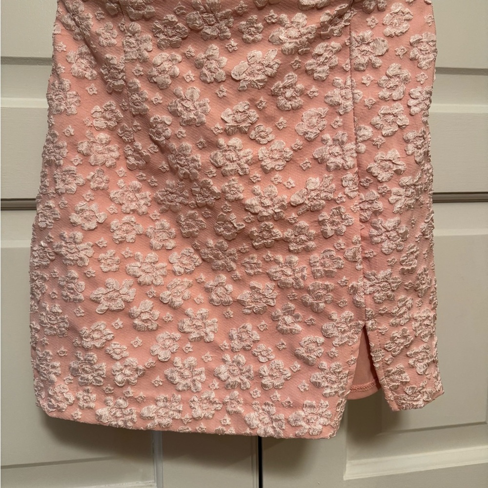 Pink Floral Textured Skirt